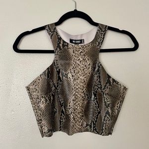 MISSGUIDED Snake Skin Faux Leather Crop Top